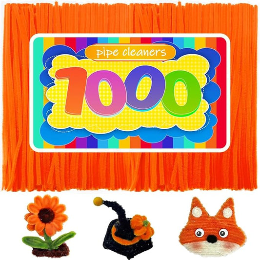 GAGANIU 1000pcs Pipe Cleaners, Pipe Cleaners for Crafts, Craft Supplies Multicolor Chenille Stems for Art&Craft Christmas DIY Projects(Orange)