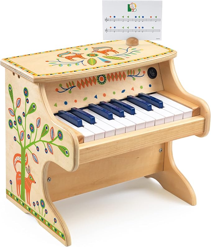 DJECO Animambo Electric Piano 18 Keys - Safe Music Instrument for Kids, Cute Toddler Piano, Educational Musical Toy Keyboard for Creativity, Imagination & Rythym - Toys for 3+ Years Girls & Boys