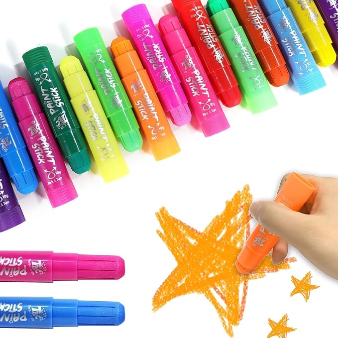 TBC The Best Crafts Paint Sticks, 24 Colors Mixed pack, Washable Paint, Non-toxic, Tempera Paint Sticks for Kids and Students