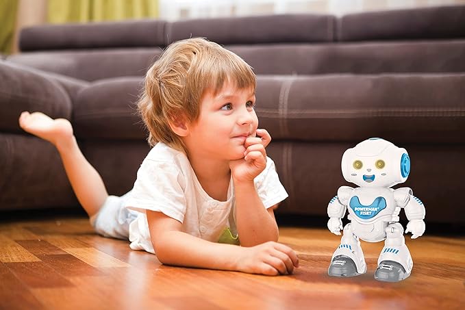 LEXIBOOK ROB16 Powerman, First Smart Interactive Learning Robot Toy for Kids Dancing Plays Music Boy Girl, White/Blue