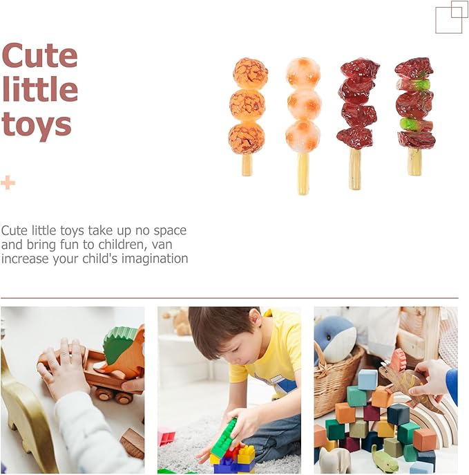 Toddmomy Kids Grill 4Pcs Artificial Barbecue Fake Food Realistic Food Kids Outdoor Kitchen Barbecue Model Decoration Display Props Play Kitchen Accessories for Kids Toddler Toddler