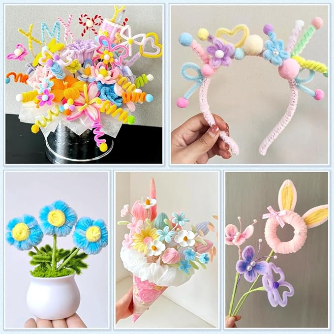 Praisebank Army Green Pipe Cleaners for Crafts (200pcs), Chenille Stems for DIY Projecets, Arts & Crafts Supplies for Festival Party Decorations