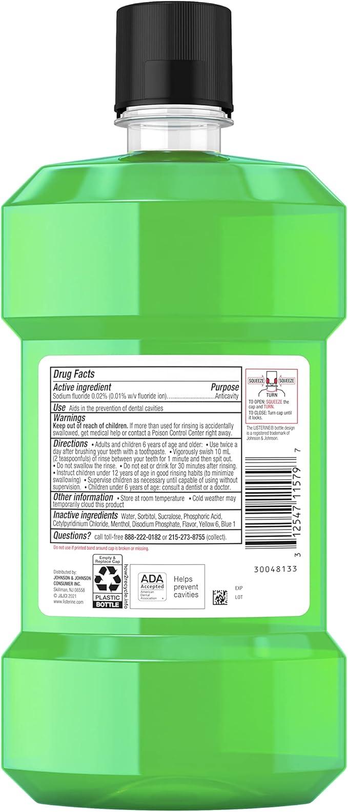Listerine Smart Rinse Kids Mouthwash, ADA Accepted, Alcohol-Free Anticavity Sodium Fluoride Mouthwash, Oral Rinse for Dental Cavity Protection, Mint Shield Flavor for Children's Oral Care, 500 mL
