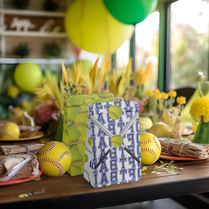 24 Softball Party Favor Bags with Stickers Softball Goodie Bags Softball Party Favors for Kids Softball Birthday Party Supplies