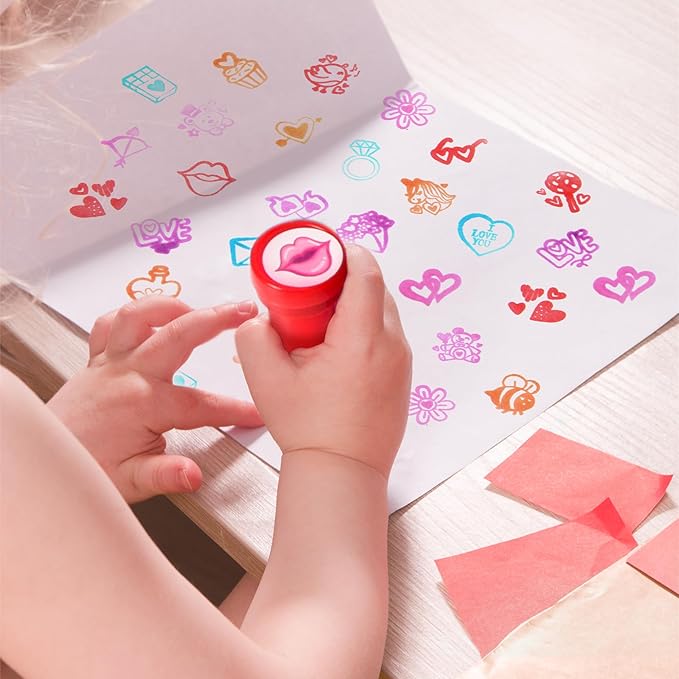 JOYIN 50 Pcs Valentines Day Arts and Crafts Stamper for Kids, Stamps for Valentine’s Day Classroom Exchanging Gifts, Novelty Party Favor, Classroom Holiday Reward Prizes