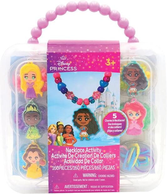 Disney Princess Necklace Activity, 160-Piece Jewelry Making Kit, Preschool Arts and Crafts, Kids Toys for Ages 3 Up