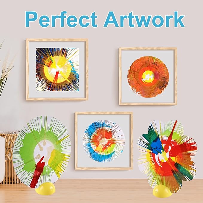 Paint Spin Art Machine Kit - Electric Spin Art Machine with Detachable & Washable Splatter Guard, Water Painting Kits for Kids, Spinner Painting Toys Light & Music, Birthday Gift Ideas,Black