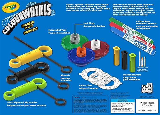 Crayola Colourwhirls (3ct), Spin Art Toy, Spinning Top Toy for Kids, Arts & Crafts Kit, Gift for Boys & Girls, Ages 6, 7, 8