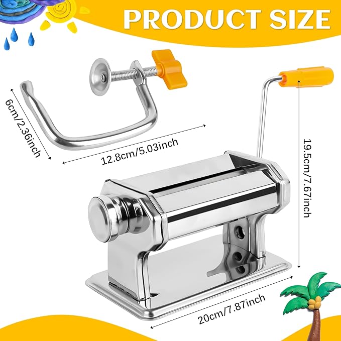 Polymer Clay Roller Set - Clay Press Machine with Clay Extruder Tool Kit, Clay Earring Cutters Set Stainless Steel Non-Stick Polymer Clay Tools and Supplies for Art Craft Modeling Clay Fondant