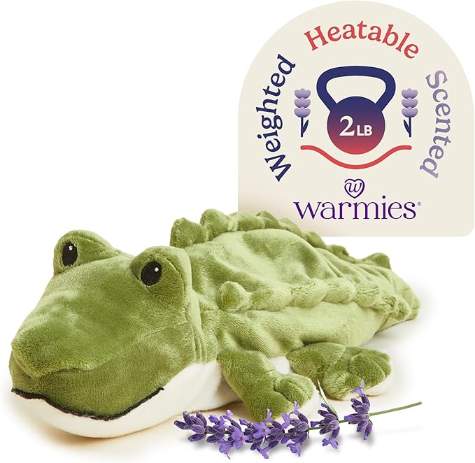 warmies Green Alligator Microwavable, Hot or Cold for Cool Relaxation and Warm Relief, Lavender Scented Cozy Plush Animal