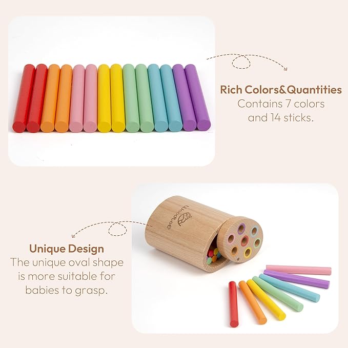 Wooden Montessori Sticks Toys for 1-3 Year Old, 7 Colors Sorting Learning Toys for Toddlers 1 2 3, Developmental Sensory Toys for Babies, Fine Motor Skills Travel Gifts for Baby Boys Girls