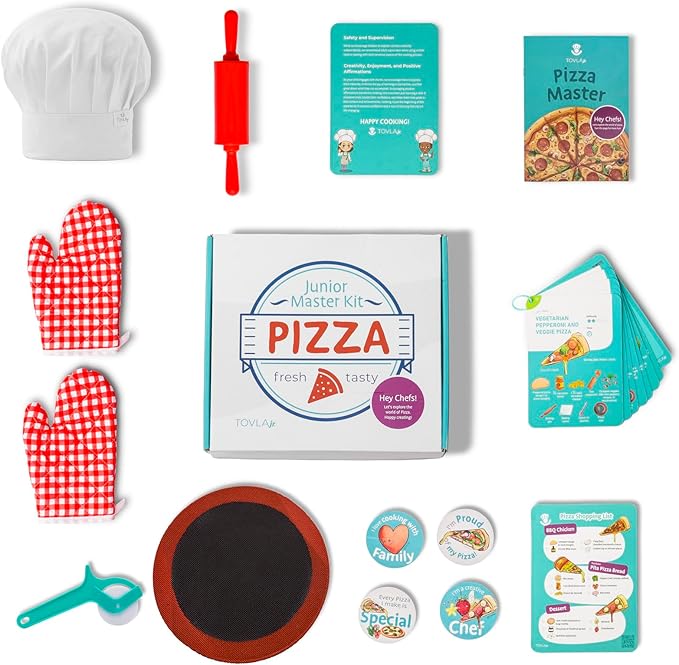 Tovla Jr. Ultimate Real Pizza Cooking Kit for Kids – Fun DIY Baking Set, STEM Activity for Ages 4+, Visual Learning Pizza Tools, Great Gift for Young Chefs