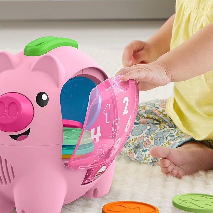 Fisher-Price Baby Musical Toy Laugh & Learn Count & Rumble Piggy Bank with Songs & Motion for Infants & Toddlers Ages 6+ Months