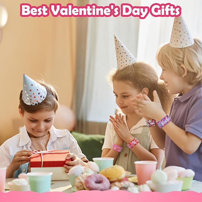 Valentines Slap Bracelets for Kids - 36PCS Valentines Day Gifts for Kids Bulk Snap Bracelets Valentines Party Favors Valentine Goodie Bag Stuffers Treats Classroom Prizes Decorations Accessories
