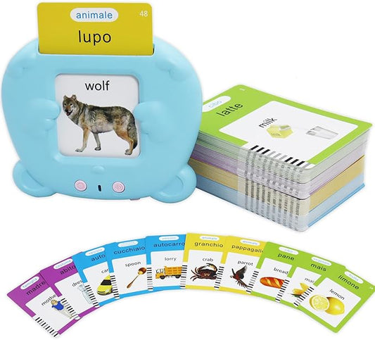 MAYAPHILOS Italian and English Talking Flash Cards, Pocket Speech for Learn Italian, Italian Language Learning Audible Talking Flashcards Toddlers' Sensory Preschool Educational Birthday Gifts