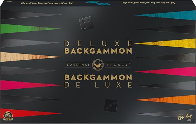 Spin Master Games Legacy Deluxe Wooden Backgammon Classic 2-Player Original Board Game Set with Cups and Dice, for Kids and Adults Aged 8 and up