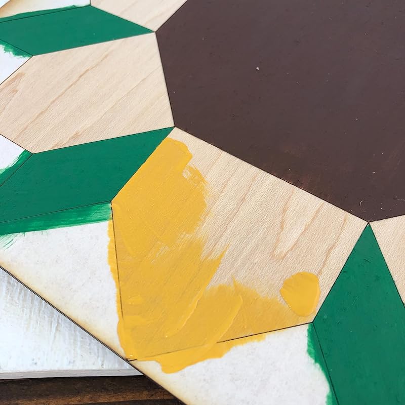 Unfinished Barn Quilt Square Wooden Sign, Country Decor Canvas Quilts Blocks (15 inches, Sunflower)
