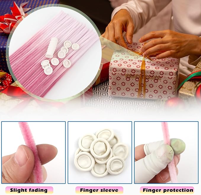 TOAOB 100pcs Pipe Cleaners Gradient Pink Chenille Stems for Crafts 12 Inch Fuzzy Sticks Craft Supplies for DIY Art Craft Projects Home Decorations