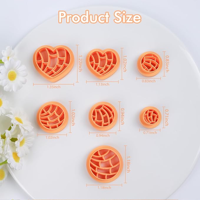 Puocaon Scallop Polymer Clay Cutters - 7 Pcs Clay Cutters for Polymer Clay Jewelry, Seashell Circle Polymer Clay Earring Cutters, Heart Clay Cutters for Polymer Clay Earrings Making
