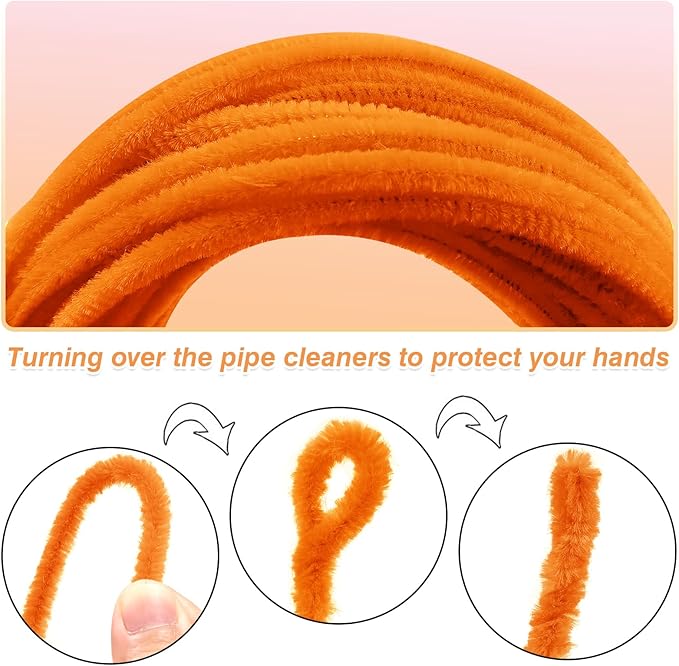 TOAOB 100pcs Pipe Cleaners Orange Pipe Cleaners Chenille Stems 6mm x 12 Inch Fuzzy Sticks Crafts Supplies for DIY Art Crafts Decorations