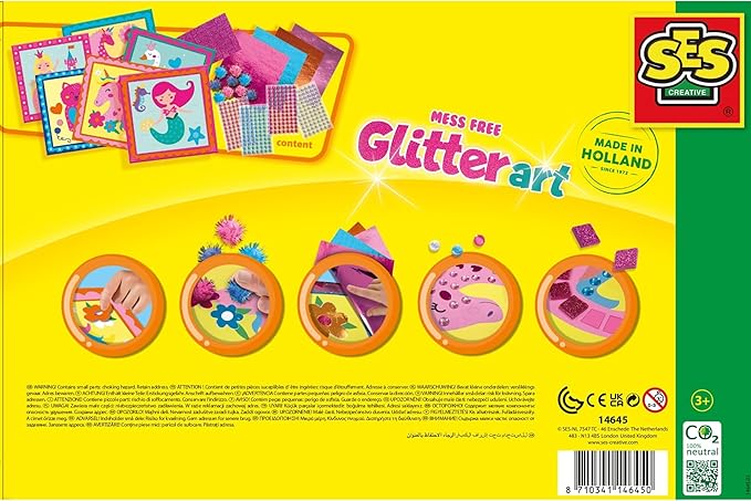 SES Creative: Mess-Free Glitter Art Set - 336 Shiny Foil Diamond & Glitter Foam Stickers, Sticker Cards & Pom Poms, DIY Crafts Kit, Toy Kids Ages 3+