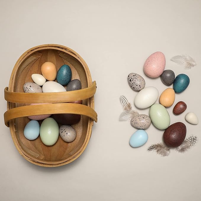 Youuys Wooden Easter Eggs Toys for Kids, Faux Easter Speckled Eggs DIY Art for Craft for Home Garden Decors, Cognitive Montessori Toy for Species Identification Early Educational Preschool Classroom