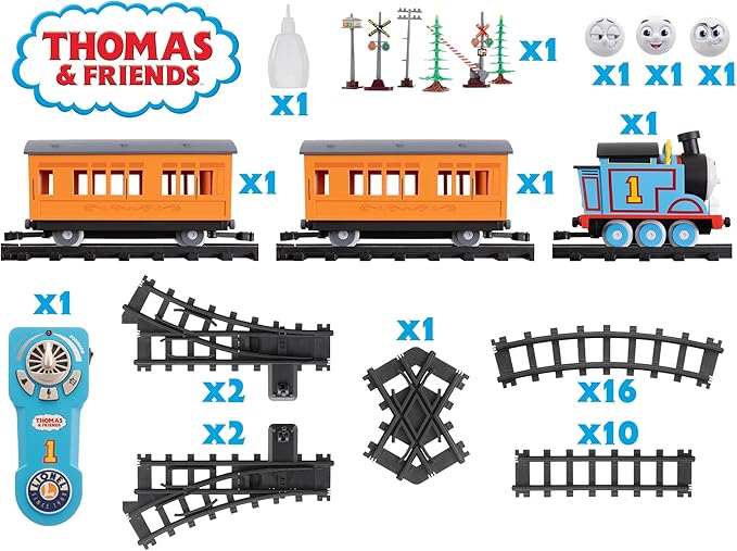 Lionel Mattel Thomas & Friends Battery O Gauge Toy Train Set with Remote, Locomotive, Train Cars, & Track with Authentic Train Sounds, Lights, & Water Vapor Smoke Effects for Kids 4+