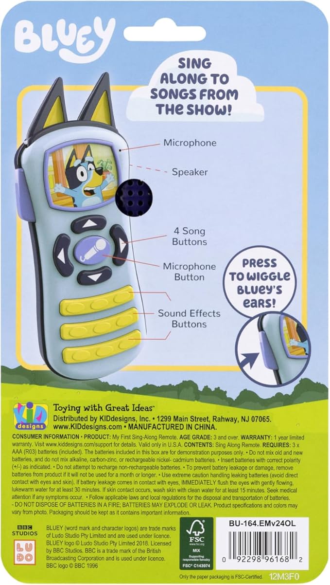 Bluey Toy Remote Control for Toddlers with Built-in Music and Sound Effects, Bluey Toys for Kids