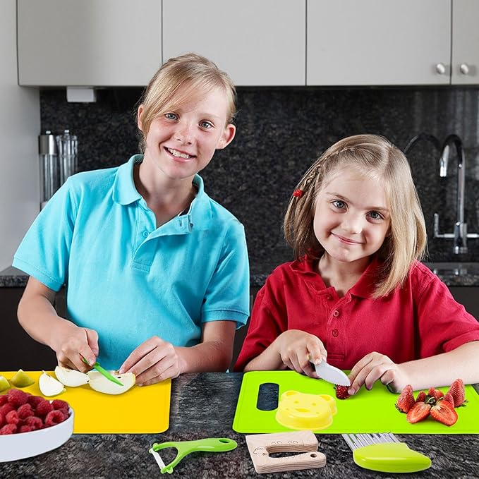 11 PCS Montessori Kitchen Tools and Safe Cooking Sets for Toddlers – Explore Real Cooking with Toddler-Friendly Plastic Knives, Crinkle Cutter, and Cutting Board