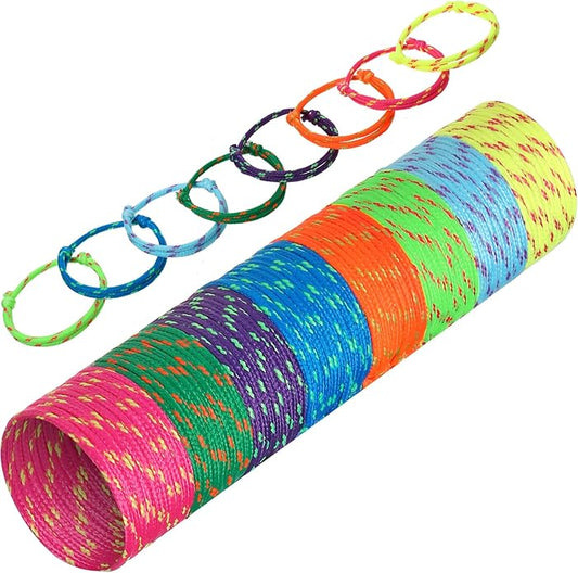 WILLBOND 216 Neon Friendship Bracelets Bulk for Kids Birthday Classroom Student Gift Adjustable Paracord Bracelets Rope Woven Neon Colors Valentine Day Gift Girls Boy Party Favors