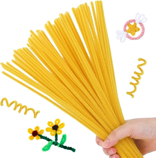 Pipe Cleaners, 100PCS Christmas Pipe Cleaners Craft Supplies, Light Golden Pipe Cleaners Bulk Fuzzy Sticks for DIY Art and Craft Projects Home Decoration