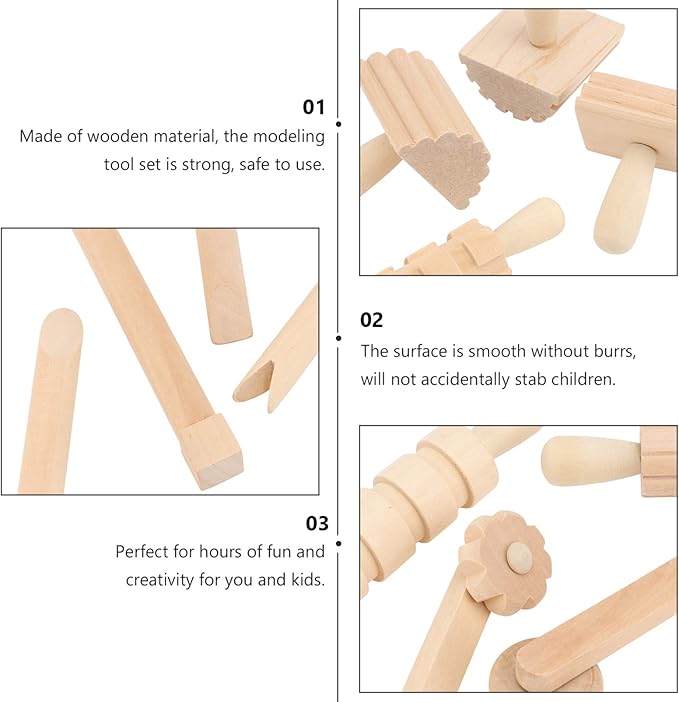 12Pcs Wooden Clay Tool Set Clay Molding Tools for and Art and Crafts Activities