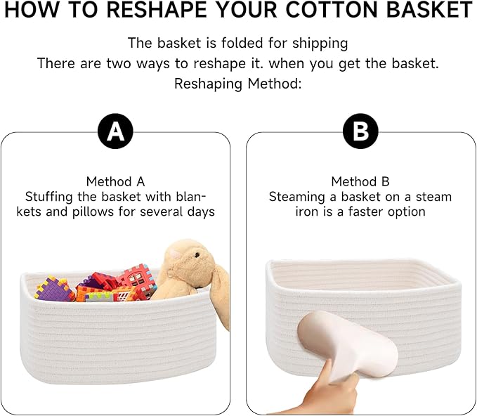 MiniArk Small Storage Baskets for Organizing | Closet Organizer Bins | Shelf Toy Basket | Woven Rope Baskets | Cube Decorative Box | Shallow Basket | 13x8.5x5.1” | 4 Packs Rainbow