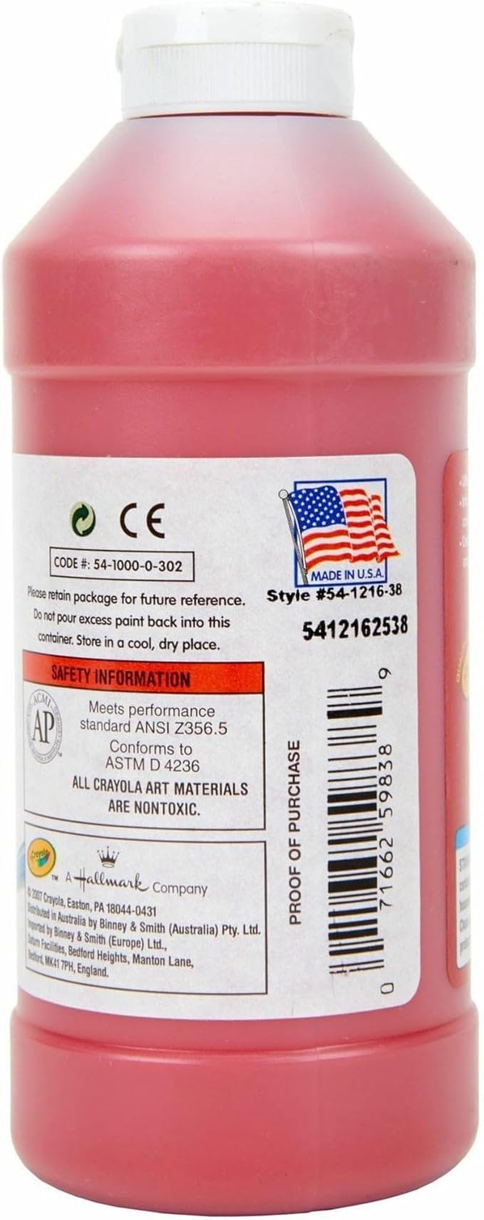 Crayola Premier Tempera Paint For Kids - Red (16oz), Kids Classroom Supplies, Great For Arts & Crafts, Non Toxic, Easy Squeeze Bottle
