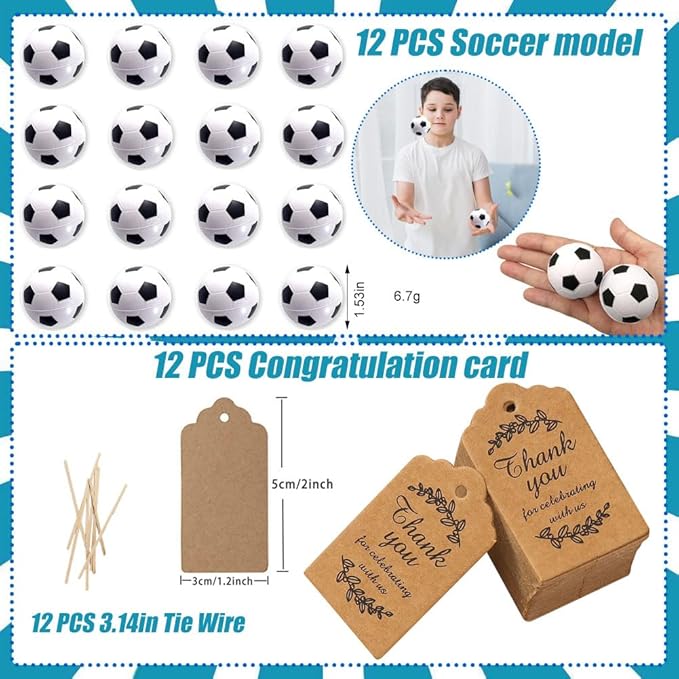 Soccer Party Favors, 172 pcs Birthday Party Supplies contains Cups, Straws, Whistles, Bracelets, Keychains, Stickers, Soft Balls, Tatoo Stickers, Thank You Tags for Sport Themed Birthday Decors