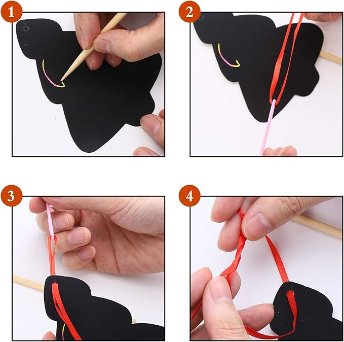 LOKIPA Christmas Scratch Paper Art Set, 80 Pieces Magic Rainbow Scratch Off Cards Ornaments for Kids Christmas