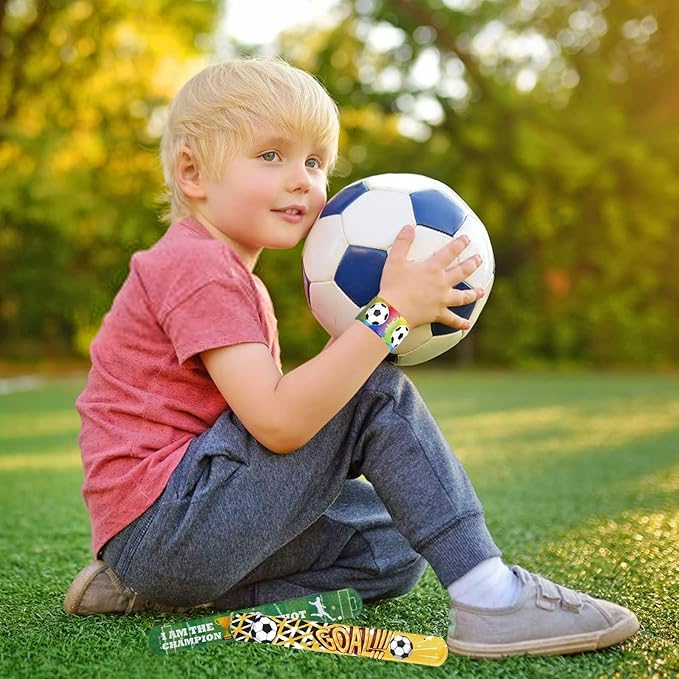 Viicoor Soccer Slap Bracelets 30PCS Snap Bracelet Wrisrtband for Party Favors Basket Bag Filler School Prizes Gifts Party Favors Bulk