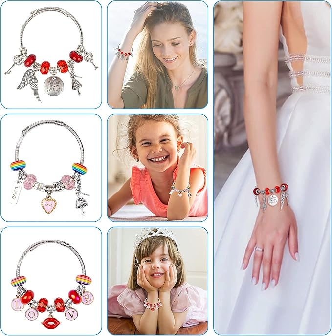 Sofier Charm Bracelet Making Kit DIY Jewelry Making Supplies Charm Bracelets Beads Necklace Making for Teen Women Adult Gift Crafts for Girls Ages 8-12