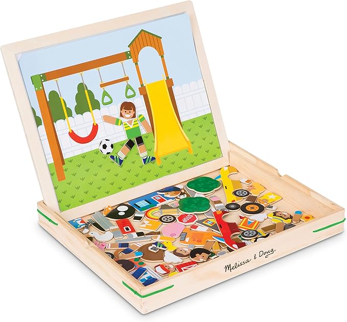 Melissa & Doug Wooden Magnetic Matching Picture Game With 119 Magnets and Scene Cards
