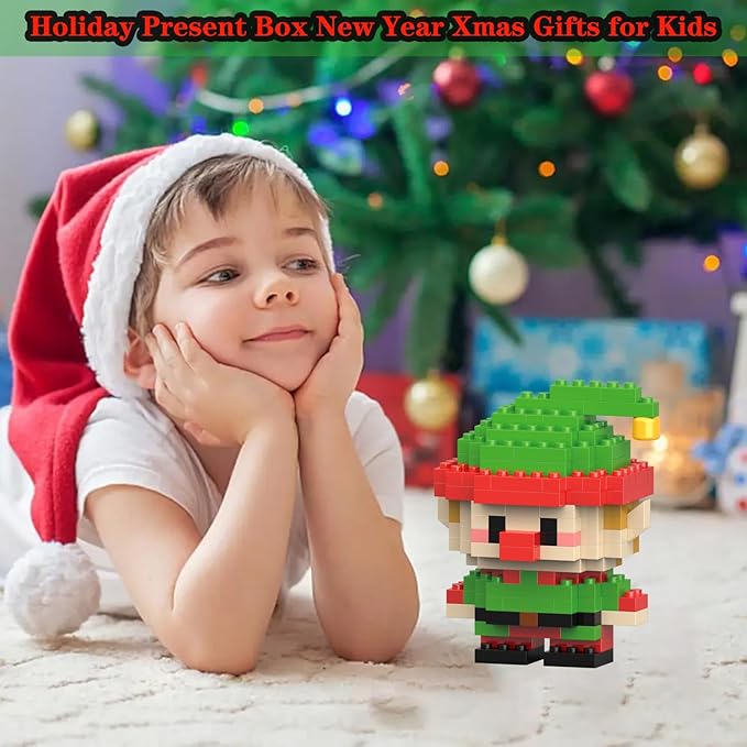 Christmas Elf Building Blocks Set Compatible with Lego Advent Calendar 2024 Stacking New Toys Holiday Present Box New Year Xmas Gifts for Kids for Boys & Girls and Adults