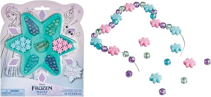 Disney Frozen Enchanting Jewelry Bead Kit | Includes 64 Multicolor Beads & 2 Elastic Strings, Ideal Party Gift For Birthdays & Themed Events - 1 Set