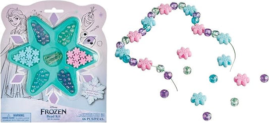 Disney Frozen Enchanting Jewelry Bead Kit | Includes 64 Multicolor Beads & 2 Elastic Strings, Ideal Party Gift For Birthdays & Themed Events - 1 Set