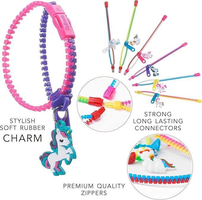 UpBrands Unicorn Valentine Gifts For Kids Zipper Bracelets Bulk Set, Kit for Unicorn Birthday Party, Goodie Bags & Stuffers, Perfect Friendship Fidget Toys