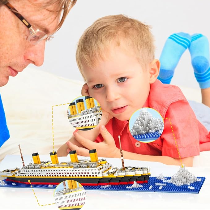 Titanic Micro Mini Building Blocks Set, 1860Pcs Ship Model Building Bricks, 3D Puzzle Sets DIY Educational Toys Gift for Adults and Kids