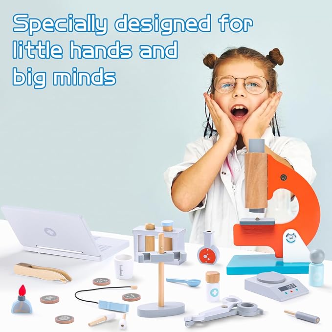 umu Kids Science Experiment Kit,Doctor Dress Up for Kids Ages 3-5 Scientist Costume Dress Up and Role Play Toys Gift for Boys Girls Kids Age 5-8 Christmas Birthday Party Pretend Glasses Toddler Scrubs