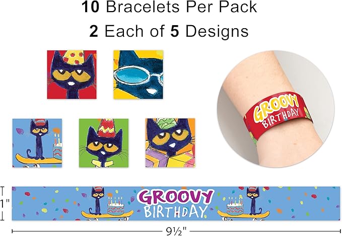 Pete the Cat Groovy Birthday Slap Bracelets