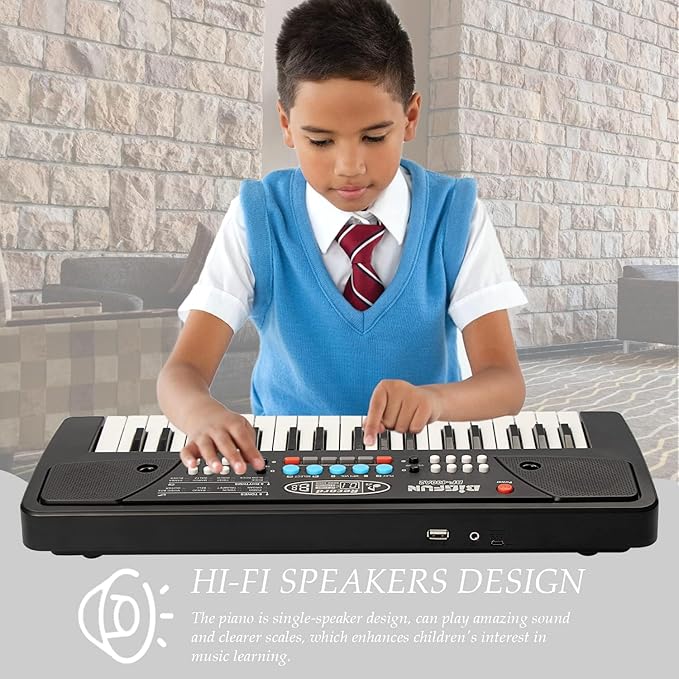 LeeQee Black 37 Keys Kids Piano Keyboard, Portable Electric Musical Instruments Piano with Microphone, Learning Educational Gifts Toys for Age 3 4 5 6 7 8 9 Years Old Boys Girls Toddlers