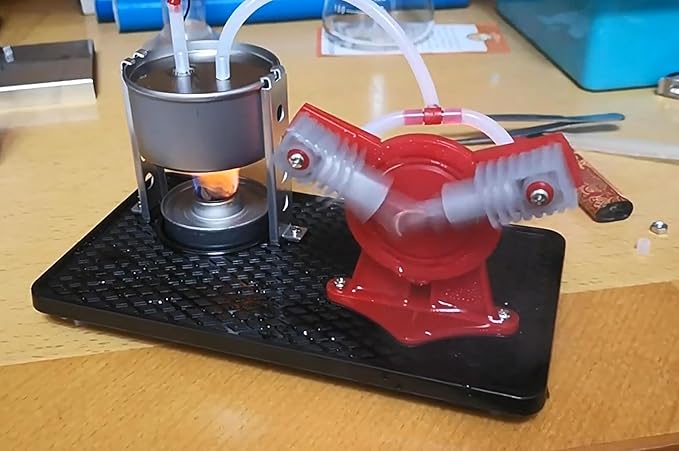 Usmile Miniature Working Steam Engine Heat-Powered Model Engine Steam-Driven Generator Educational steam Engine kit Science Experiment STEM Learning Mechanical Model