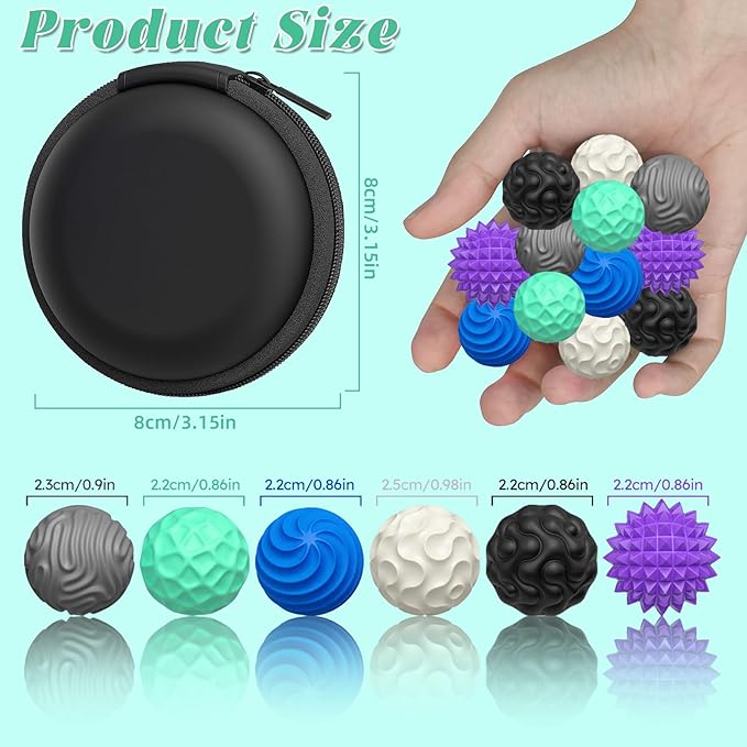 Silicone Magnetic Balls, Fidget Toys for Adults & Teens, 6PCS Stress Balls Sensory Toy, Quiet Magnet Desk Fidgets with Textured, ADHD Anxiety Relief Items, Fun Stocking Suffers Gifts (Landscape)