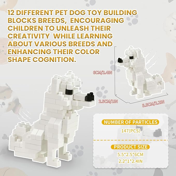 BOROLA Pet Dog Building Blocks Set Educational Toy Realistic Fun Animal Assembly Kit Toys Games(Hokkaido Dog Blocks)